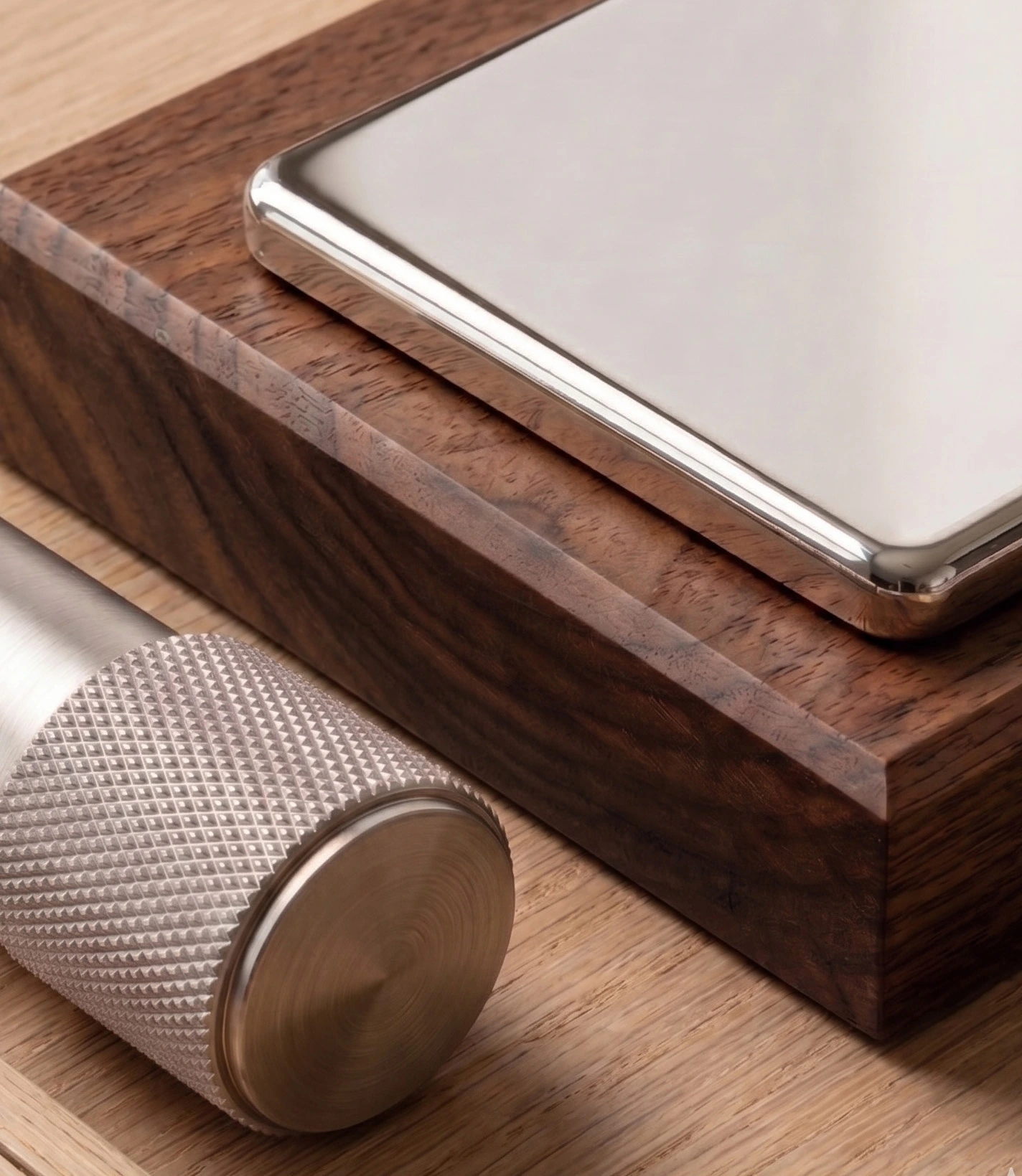 A considered palette of woven textiles, leather, marble and polished metal